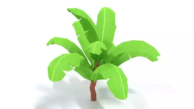 Low Poly Cartoon Banana Tree