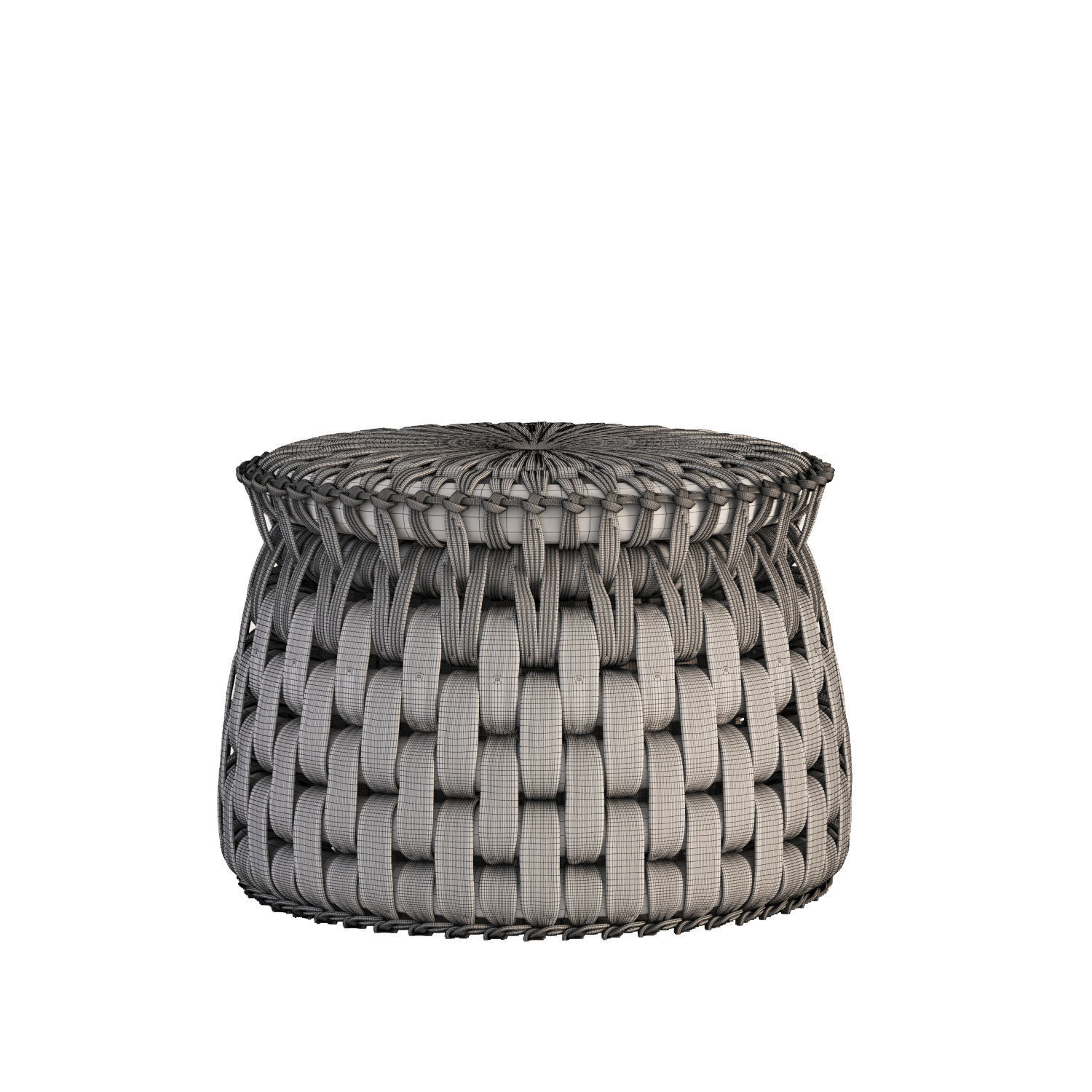 Handcrafted Palm Woven Tule Ottoman by Txt-ure for Luteca 3D model_4