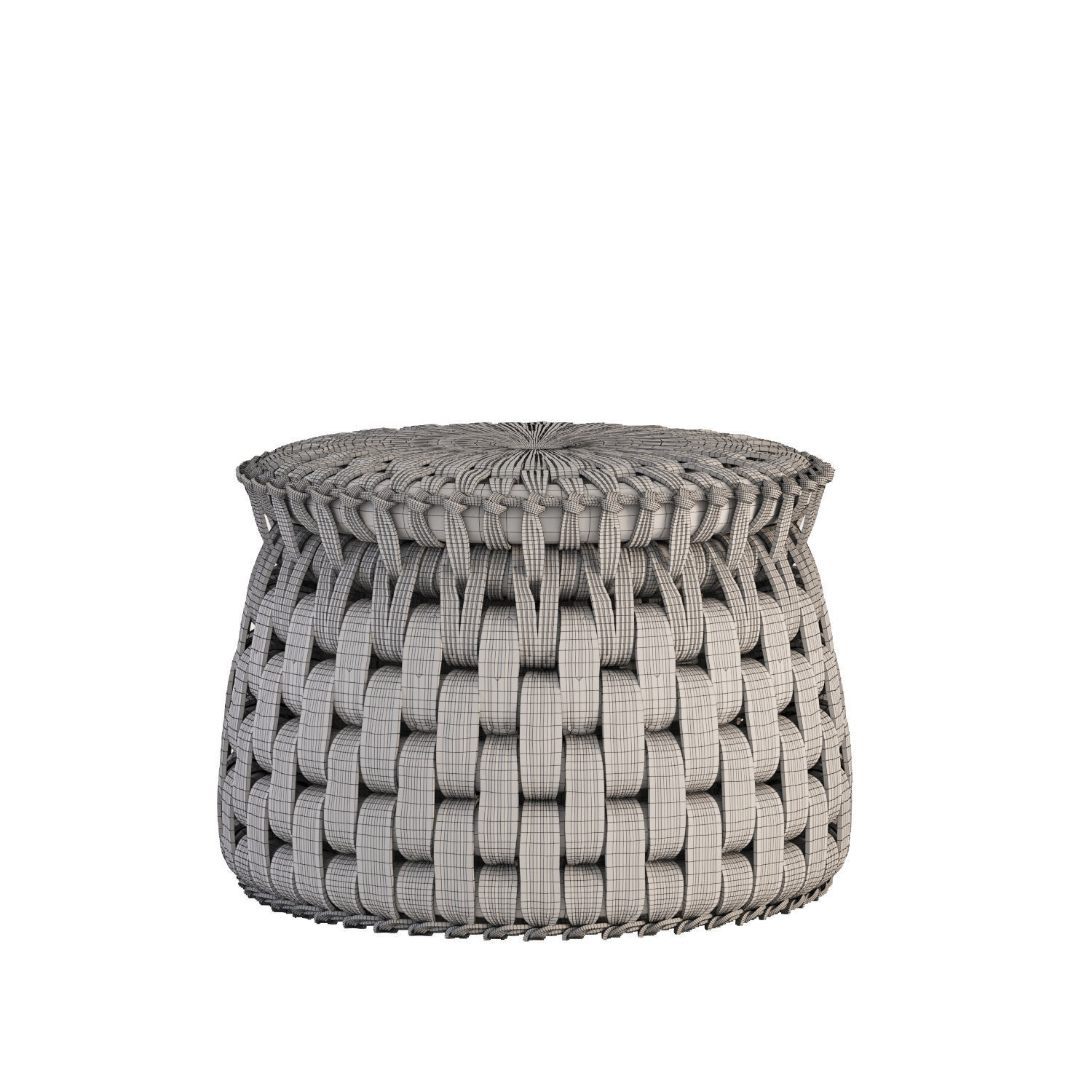 Handcrafted Palm Woven Tule Ottoman by Txt-ure for Luteca 3D model_1