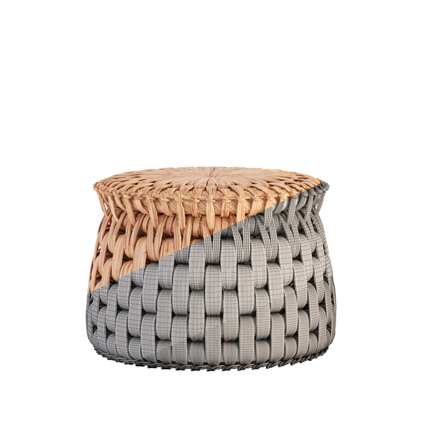 Handcrafted Palm Woven Tule Ottoman by Txt-ure for Luteca 3D model_2