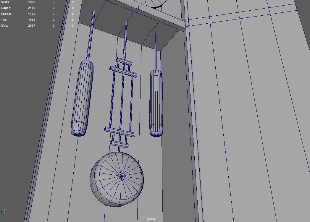 Old Vintage Big Floor Clock Low-poly 3D model_14