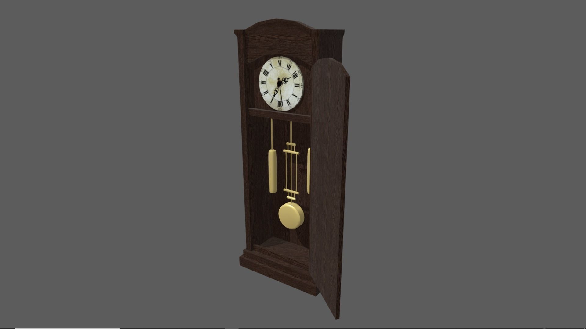 Old Vintage Big Floor Clock Low-poly 3D model_1