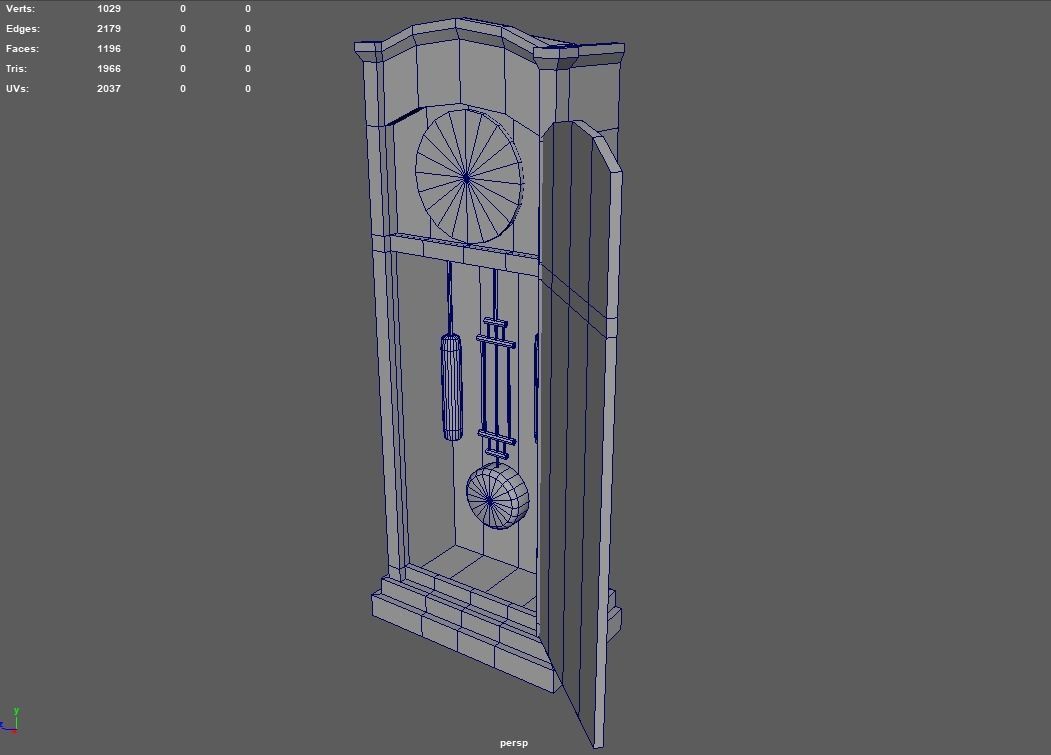 Old Vintage Big Floor Clock Low-poly 3D model_10