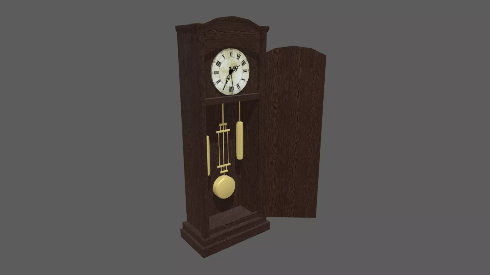 Old Vintage Big Floor Clock Low-poly 3D model_0
