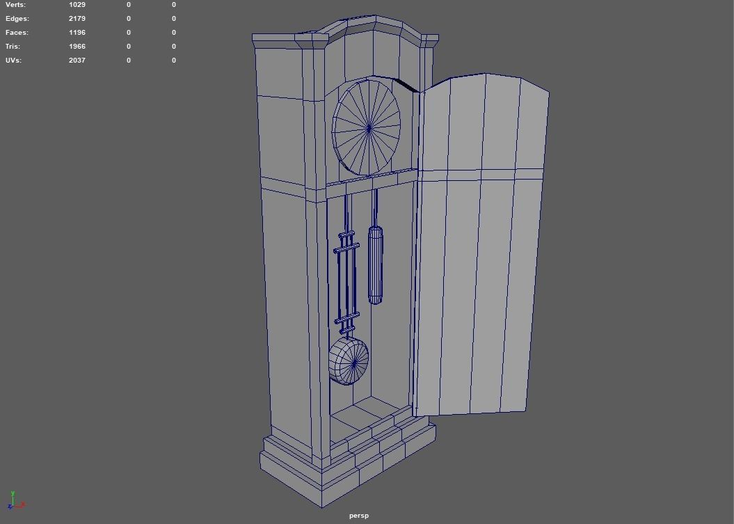 Old Vintage Big Floor Clock Low-poly 3D model_9