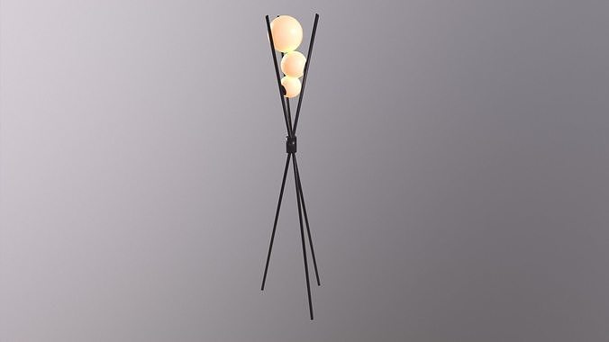 model lamp floor made of metal and glass Low-poly 3D model
