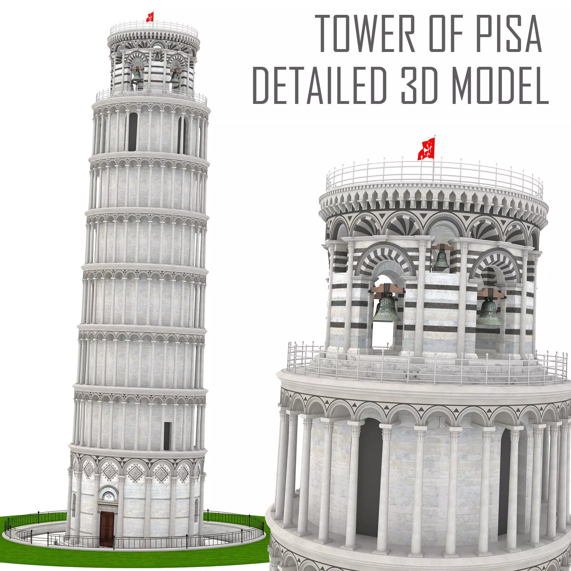 Leaning Tower of Pisa Low-poly 3D model