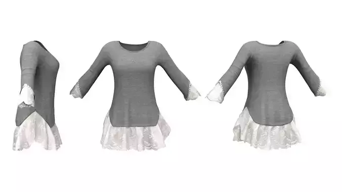 Sweater with Lace Frills