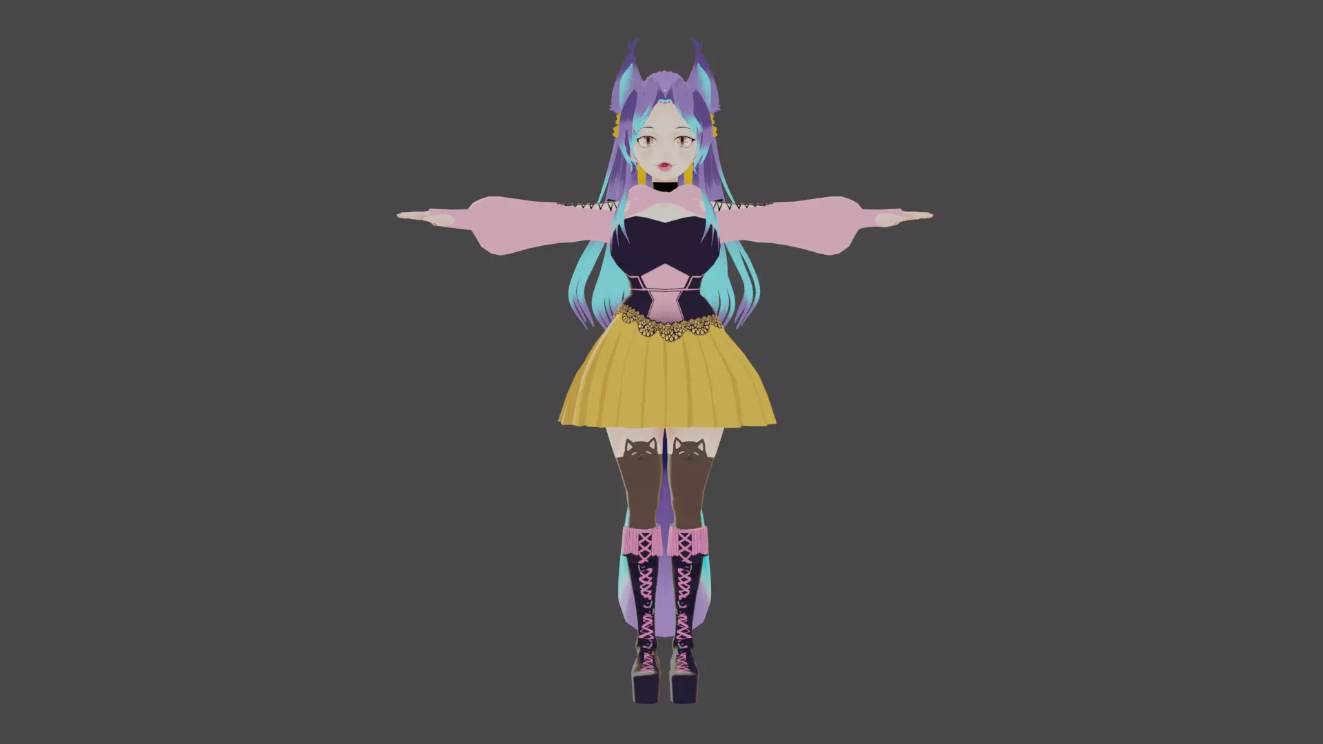 anime girl 3d model Low-poly 3D model_0