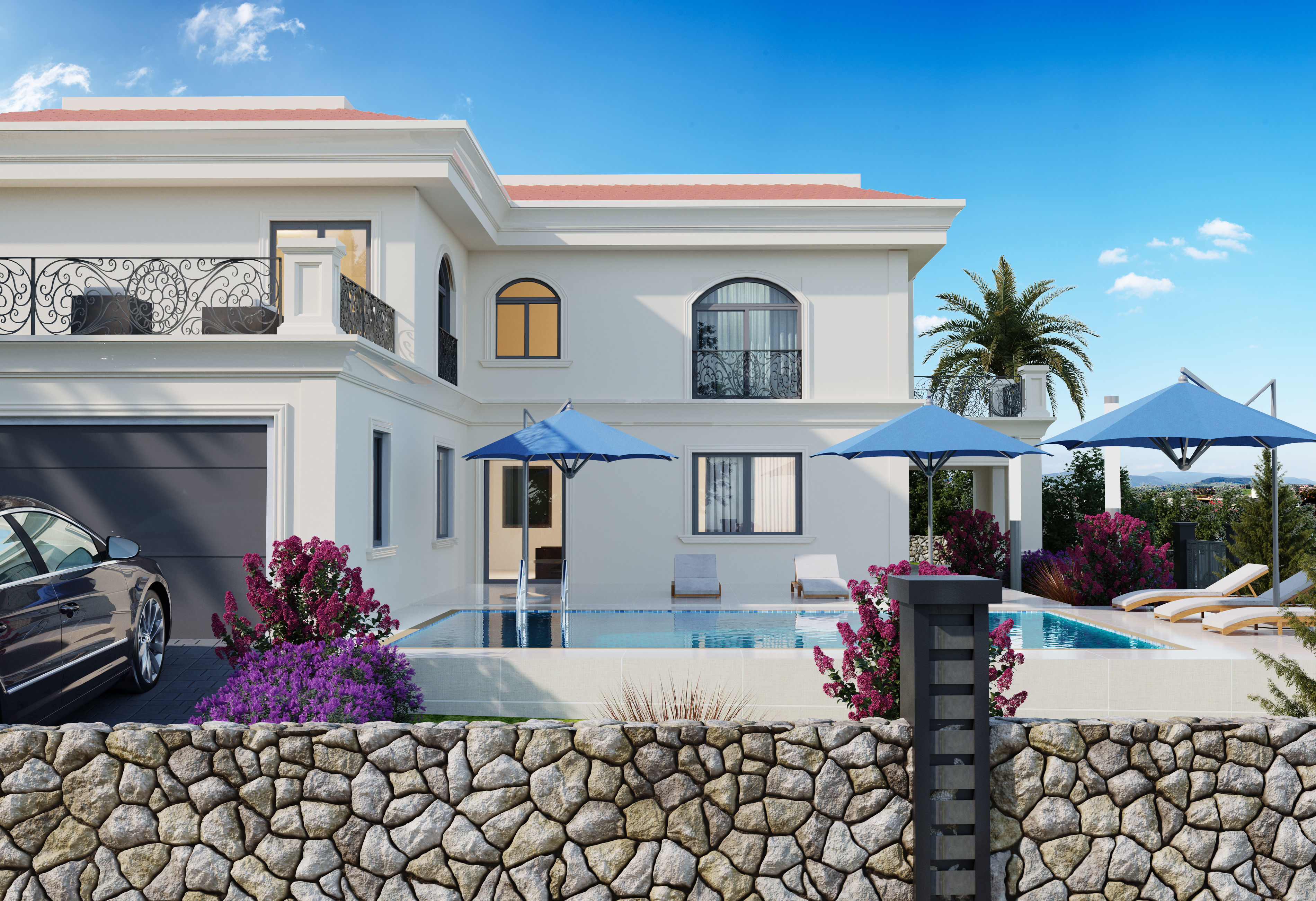 3d new modern villa  ready render settings and model 3D model_1