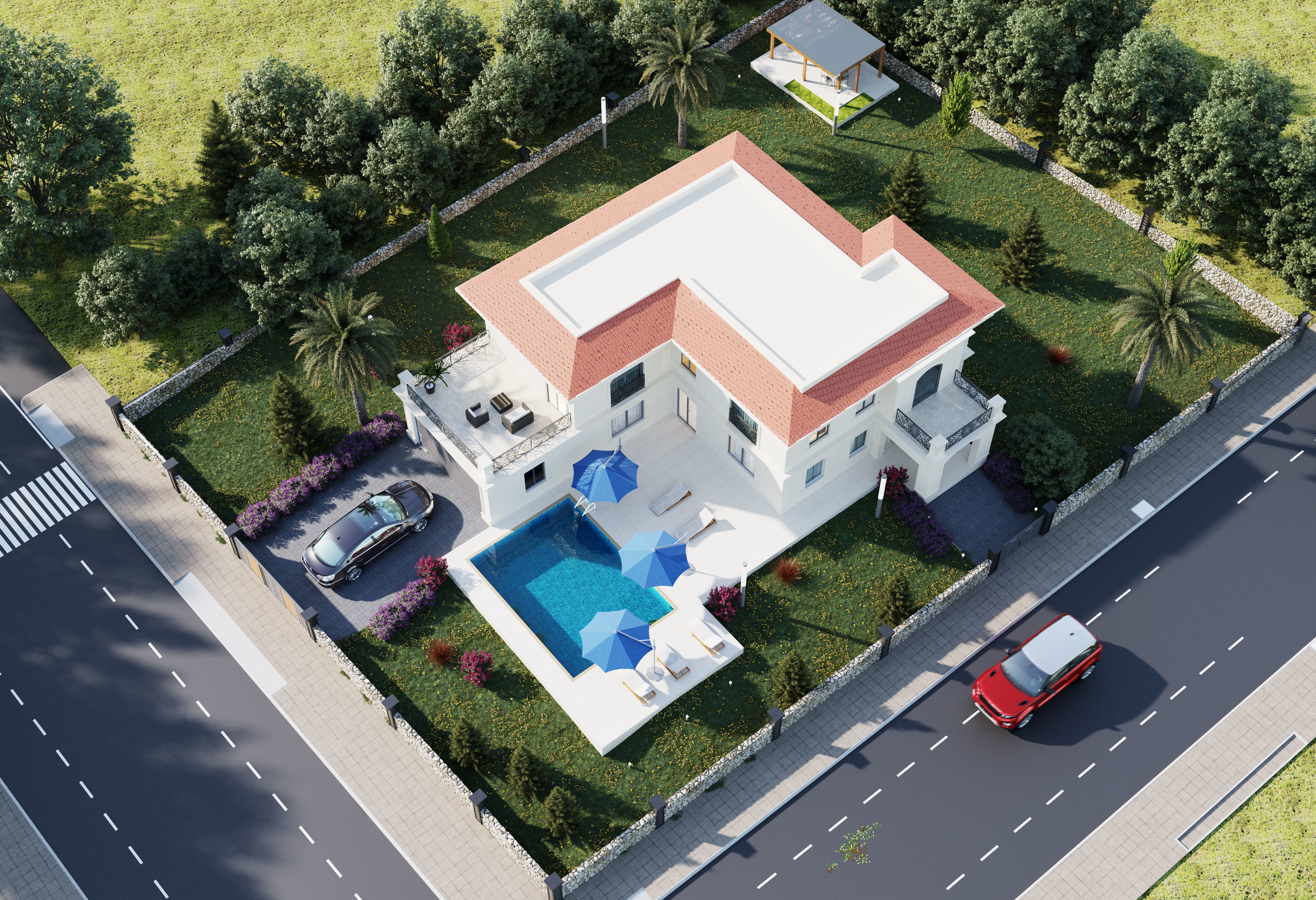 3d new modern villa  ready render settings and model 3D model_3