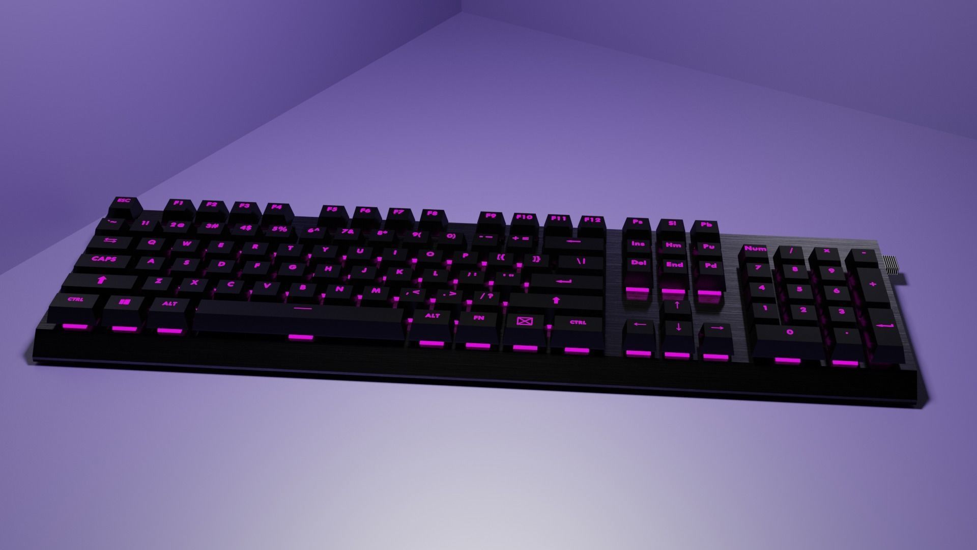 Wireless keyboard with backlight Low-poly 3D model_3