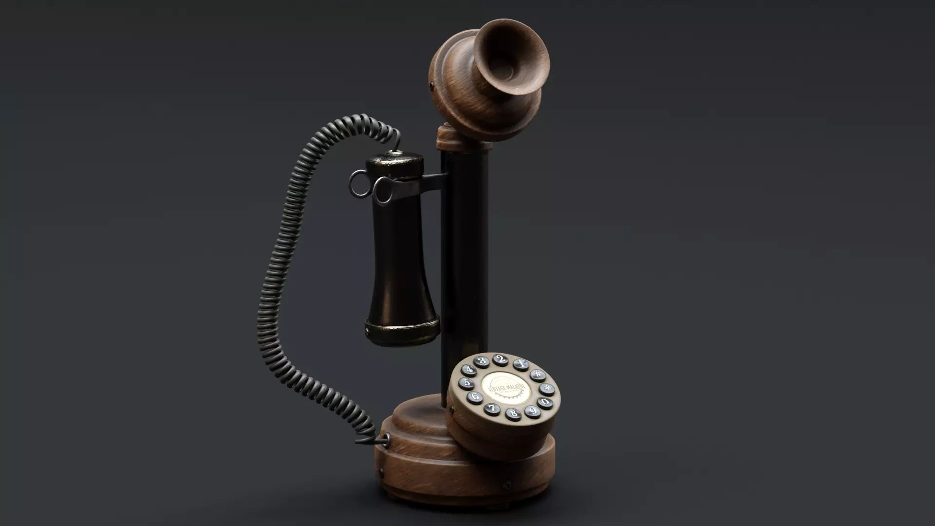 Vintage Wooden Telephone 2 3D model_0