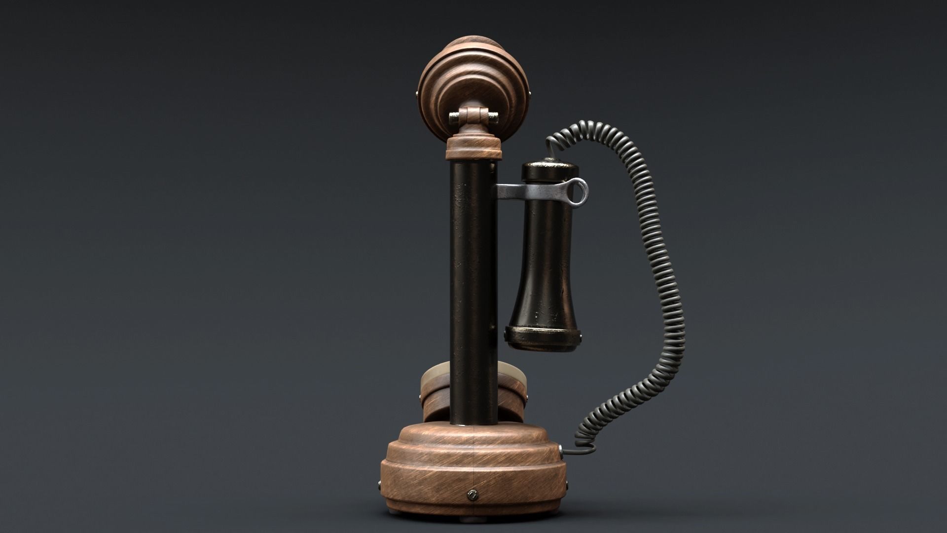Vintage Wooden Telephone 2 3D model_8