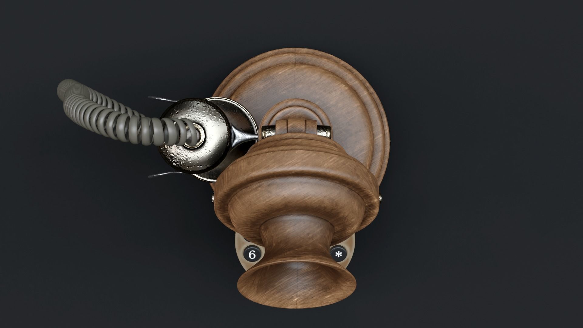 Vintage Wooden Telephone 2 3D model_9