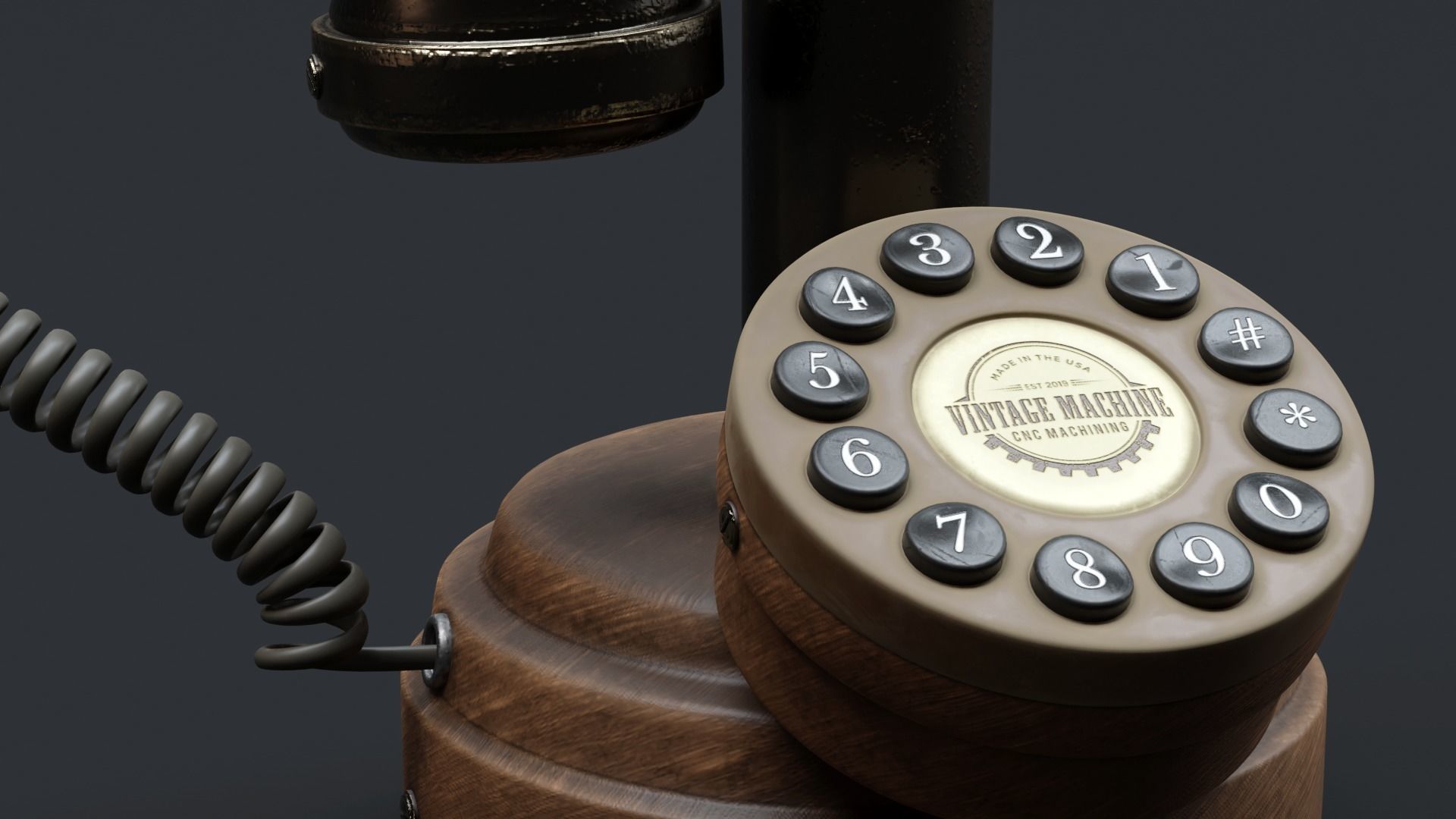 Vintage Wooden Telephone 2 3D model_4