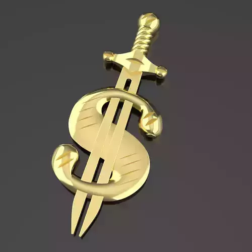 Pendant dollar with sword