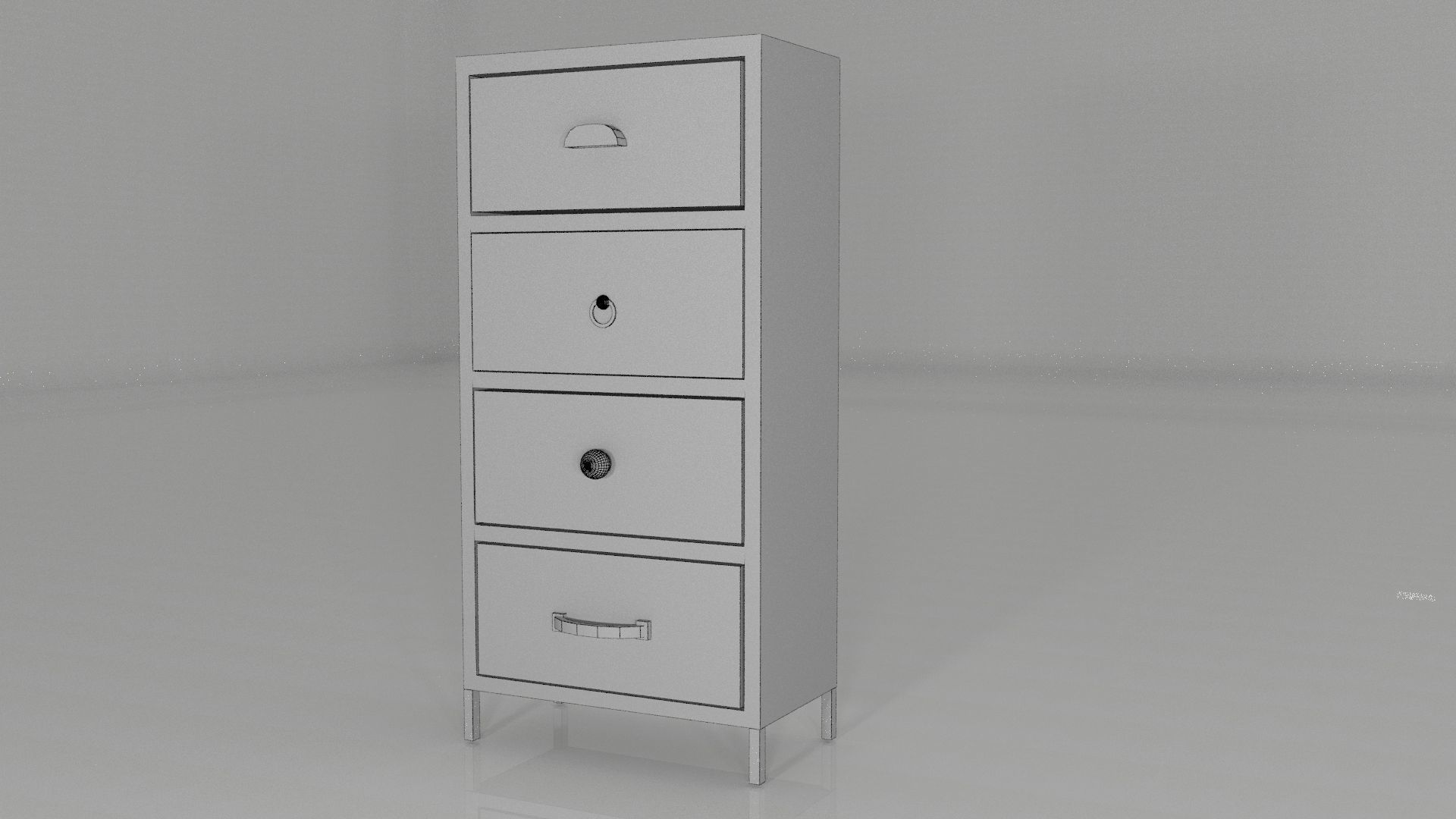 Wooden shelf 4 drawer  3D model_7