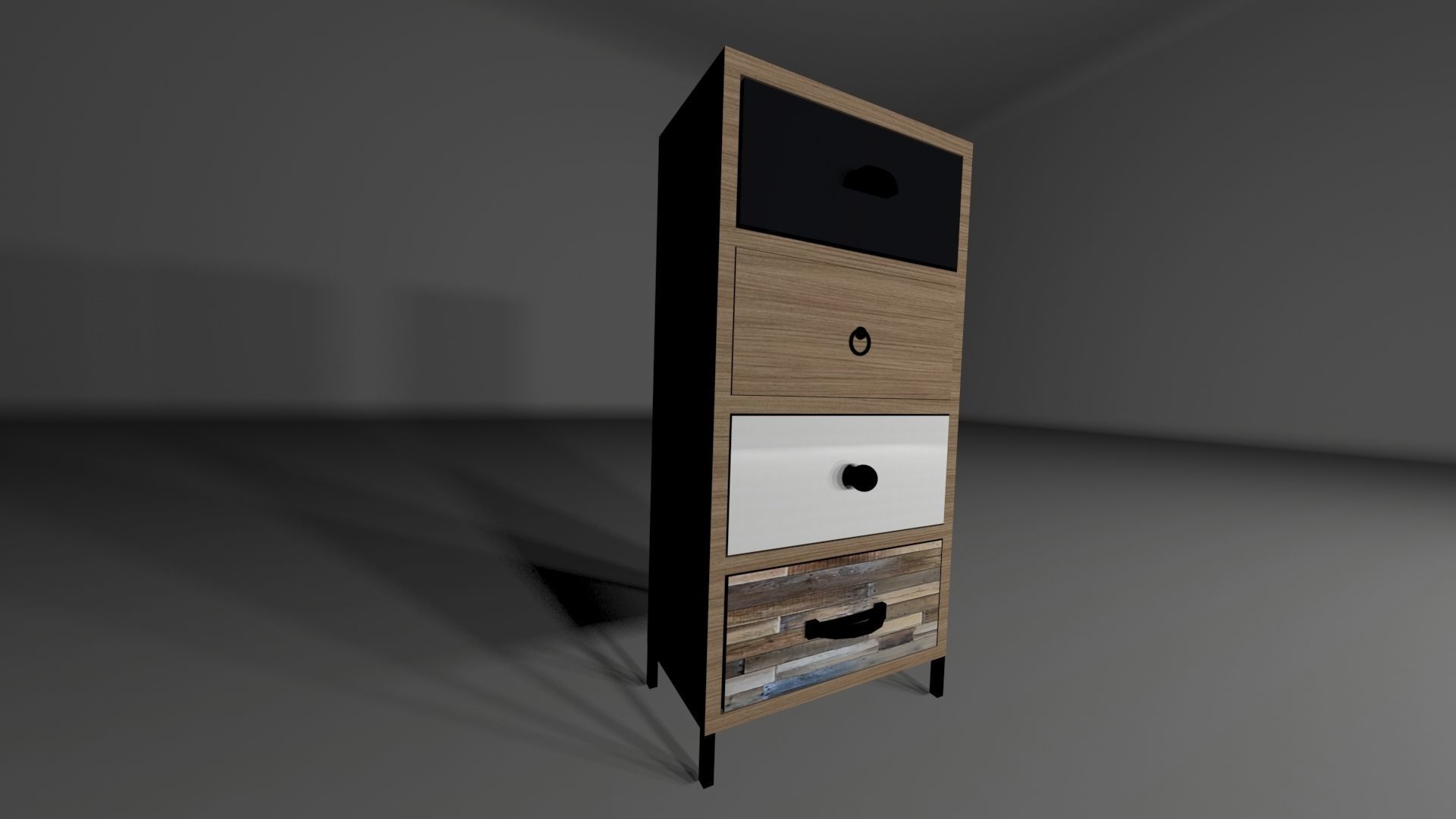 Wooden shelf 4 drawer  3D model_2