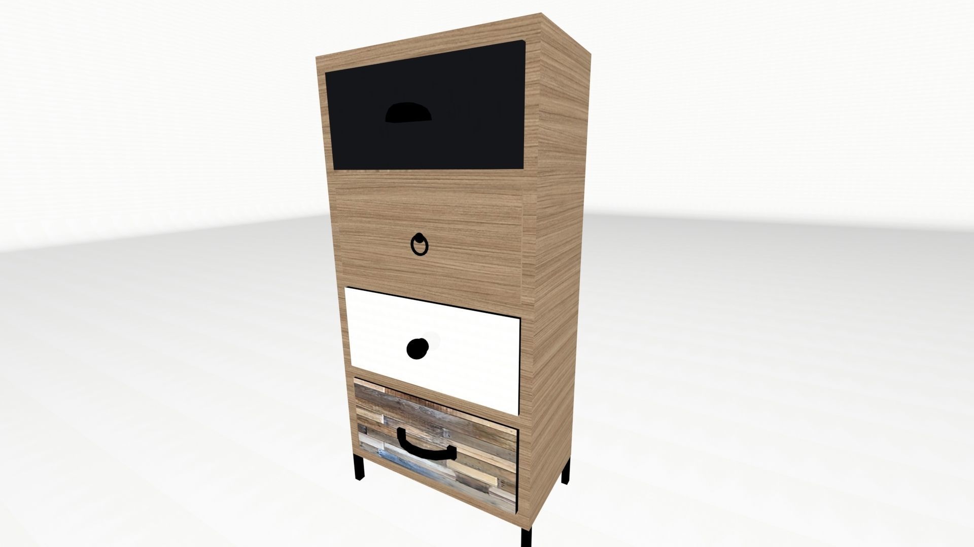 Wooden shelf 4 drawer  3D model_5