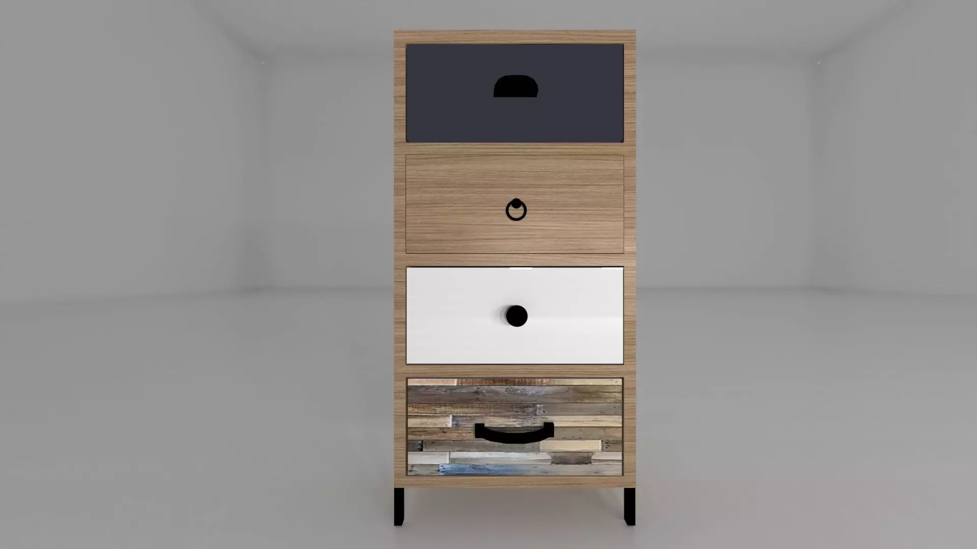 Wooden shelf 4 drawer  3D model_0