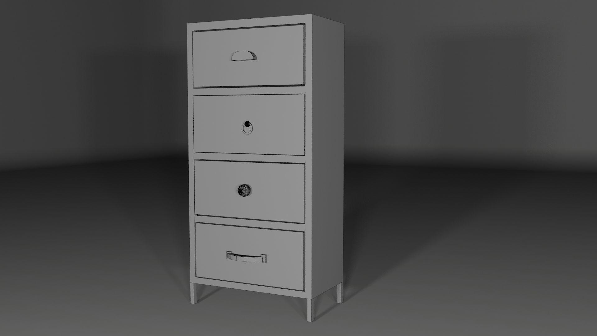 Wooden shelf 4 drawer  3D model_8