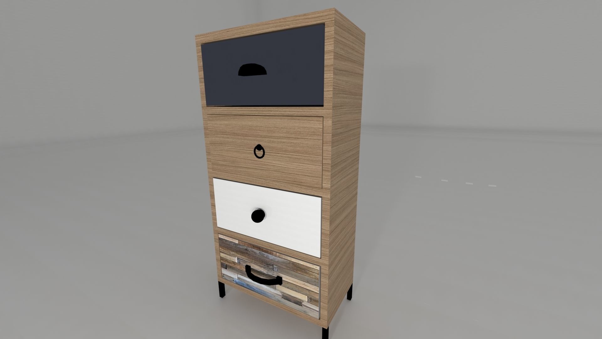 Wooden shelf 4 drawer  3D model_3