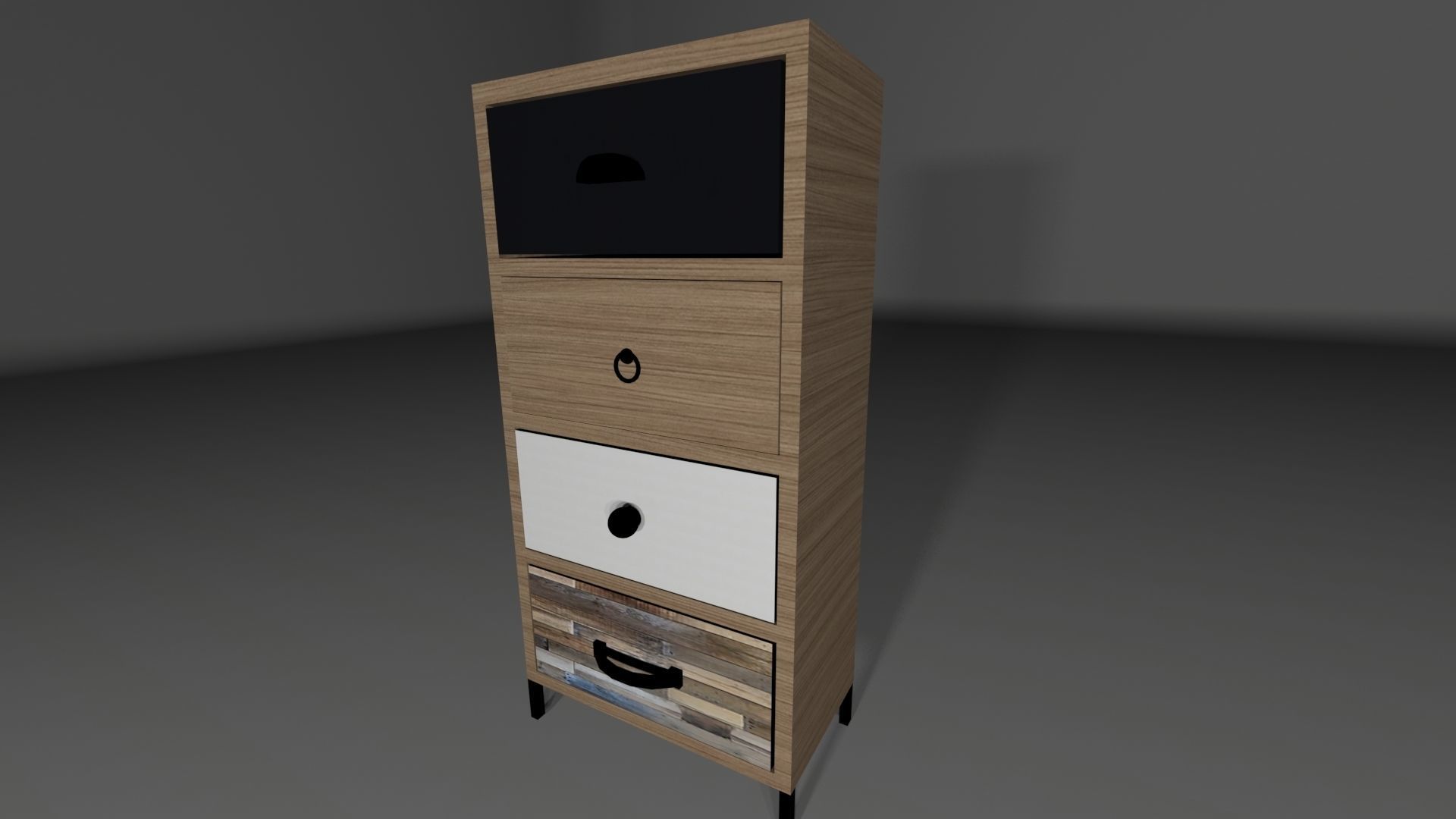Wooden shelf 4 drawer  3D model_4