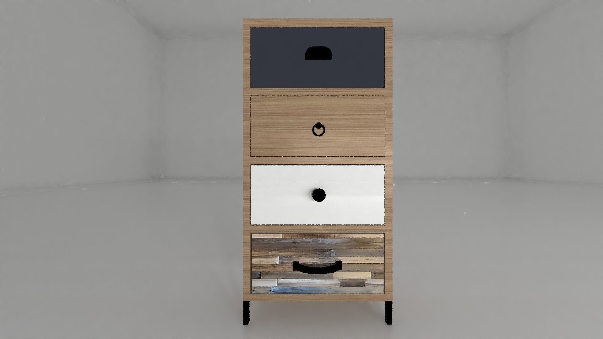 Wooden shelf 4 drawer  3D model_9