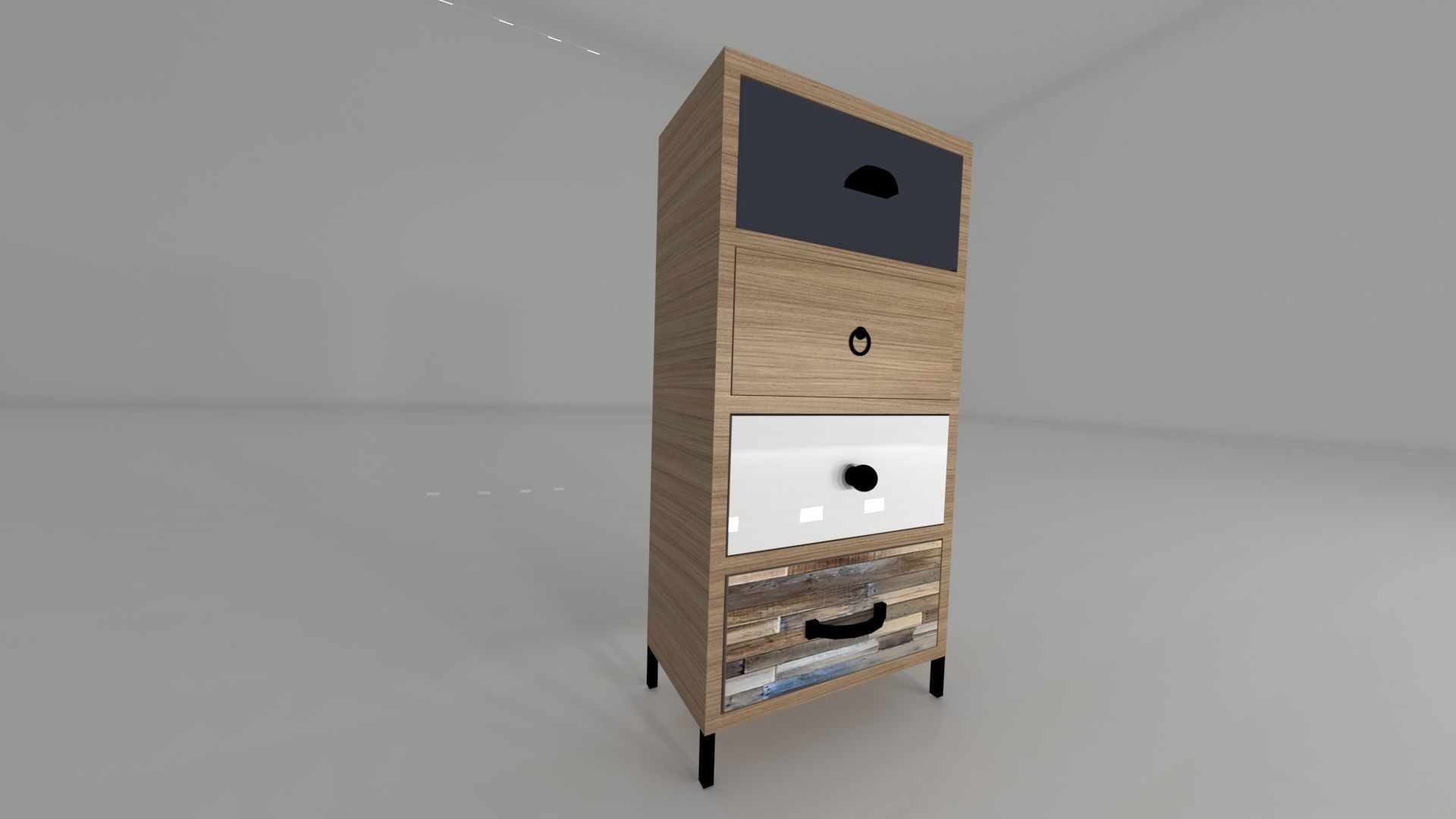 Wooden shelf 4 drawer  3D model_1
