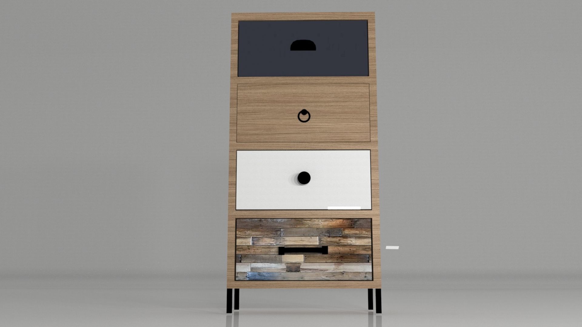 Wooden shelf 4 drawer  3D model_6