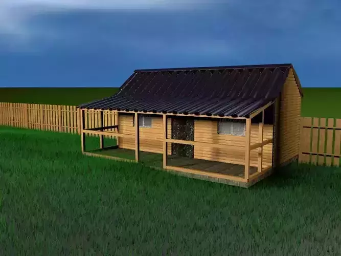 House cabin with metal roof