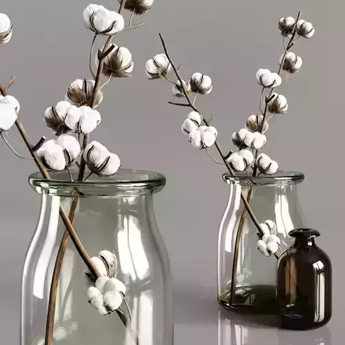 A bouquet of cotton 3D model