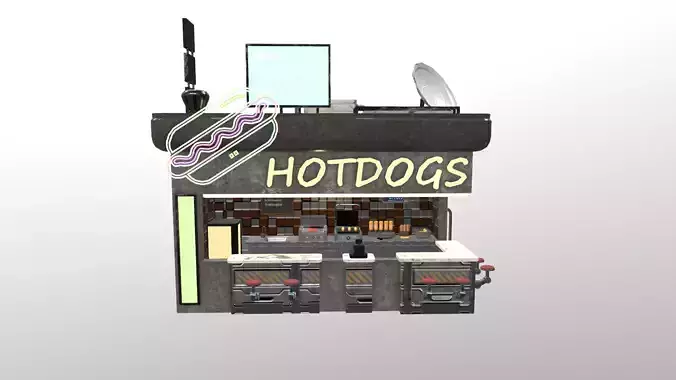 Cyberpunk City - Hotdog Stand Low-poly 3D model