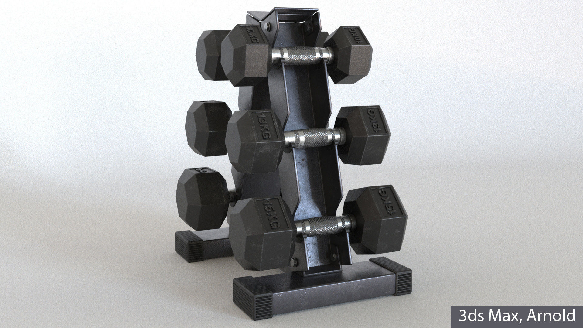 Hex Dumbbells Set with vertical stand 3D model_11
