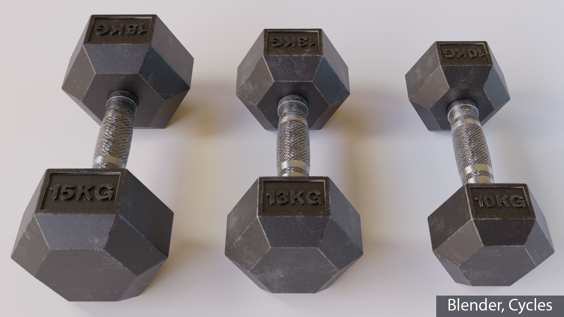 Hex Dumbbells Set with vertical stand 3D model_8