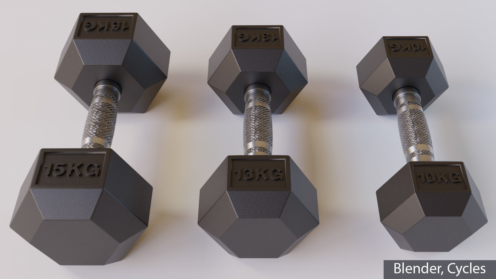 Hex Dumbbells Set with vertical stand 3D model_7
