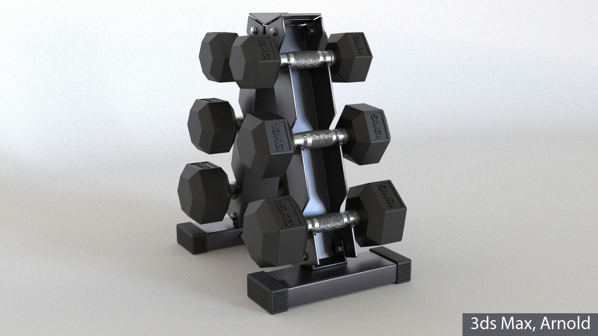 Hex Dumbbells Set with vertical stand 3D model_10