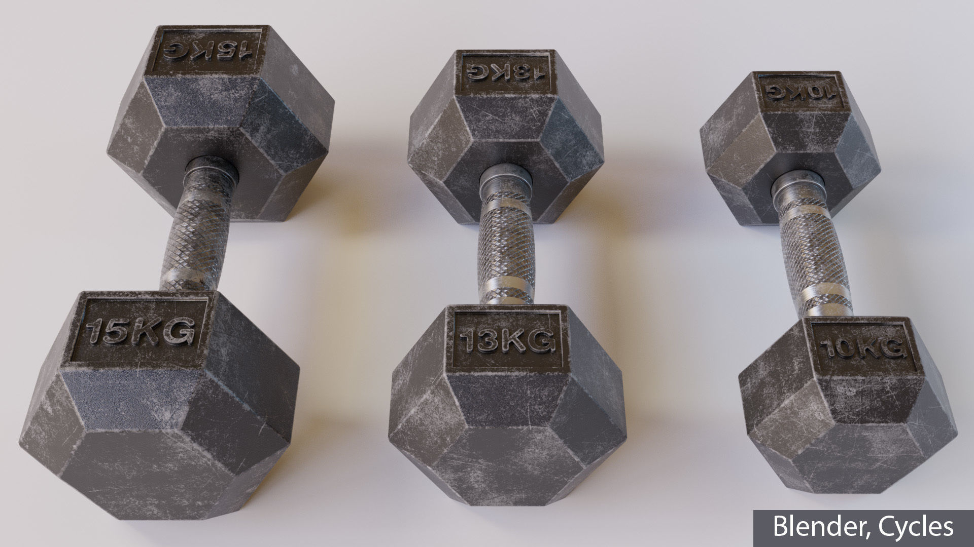 Hex Dumbbells Set with vertical stand 3D model_9