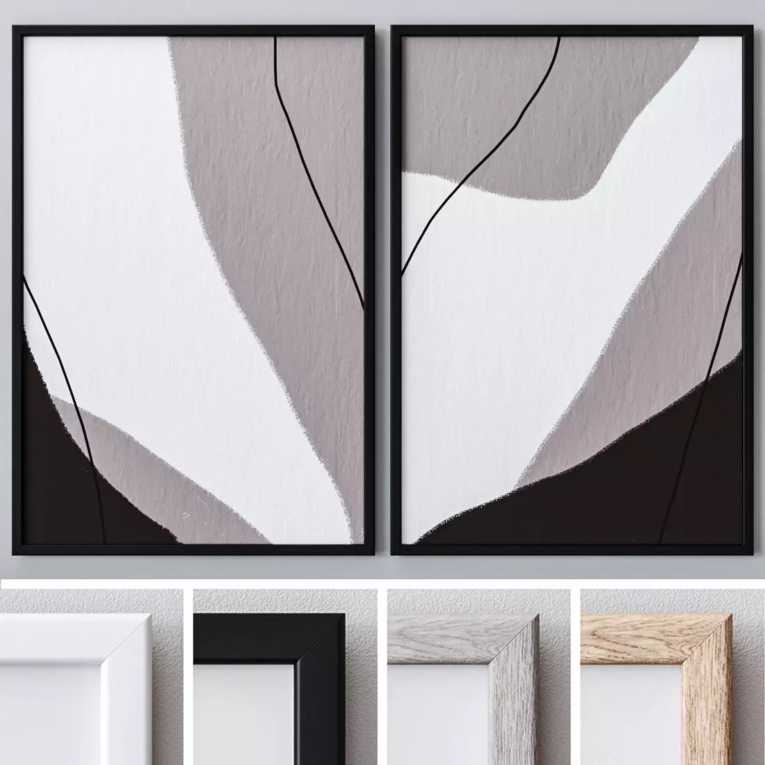 Set of large wall paintings 514 3D model_0