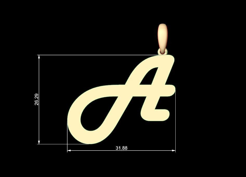 Initial Letters Pendant Harlow A 3D print model_4