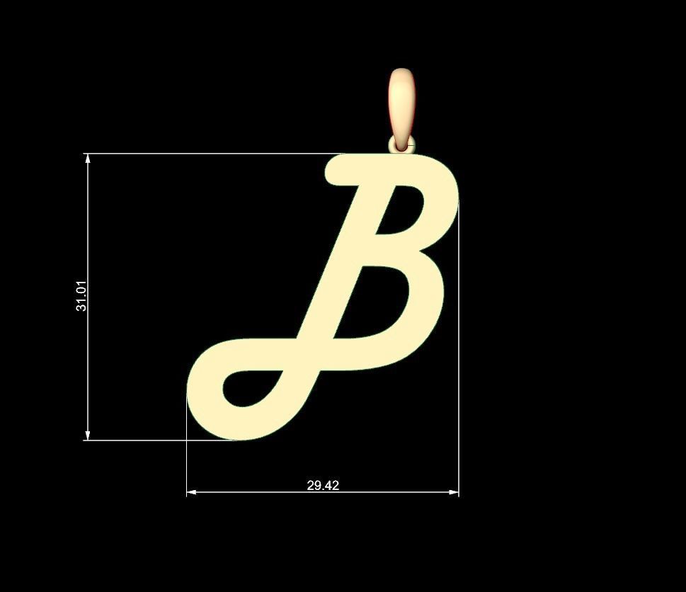 Initial Letters Pendant Harlow B 3D print model_4