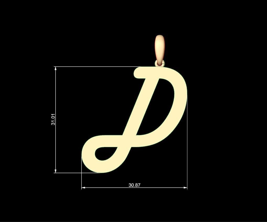 Initial Letters Pendant Harlow D 3D print model_4