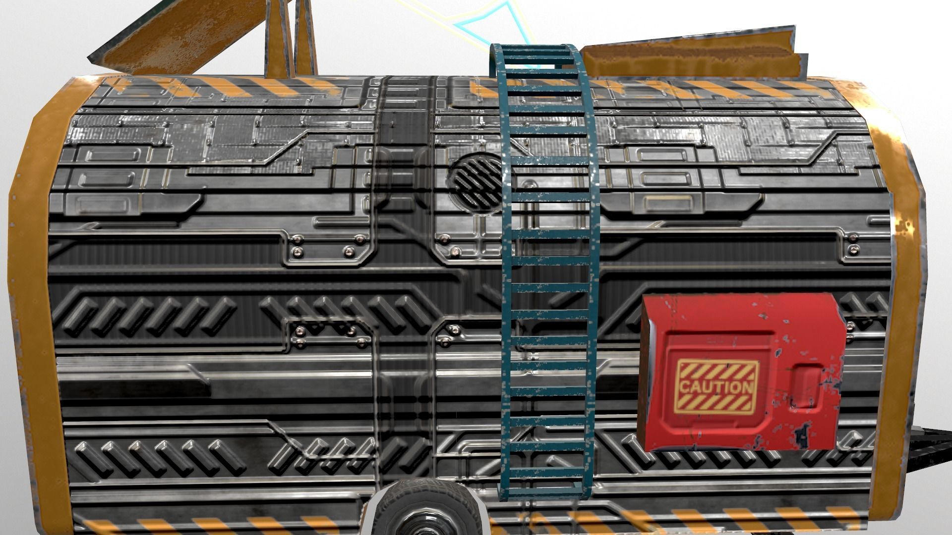  Cyberpunk City - Ice Cream Caravan Low-poly 3D model_15