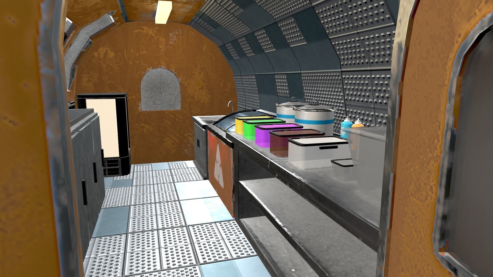  Cyberpunk City - Ice Cream Caravan Low-poly 3D model_8