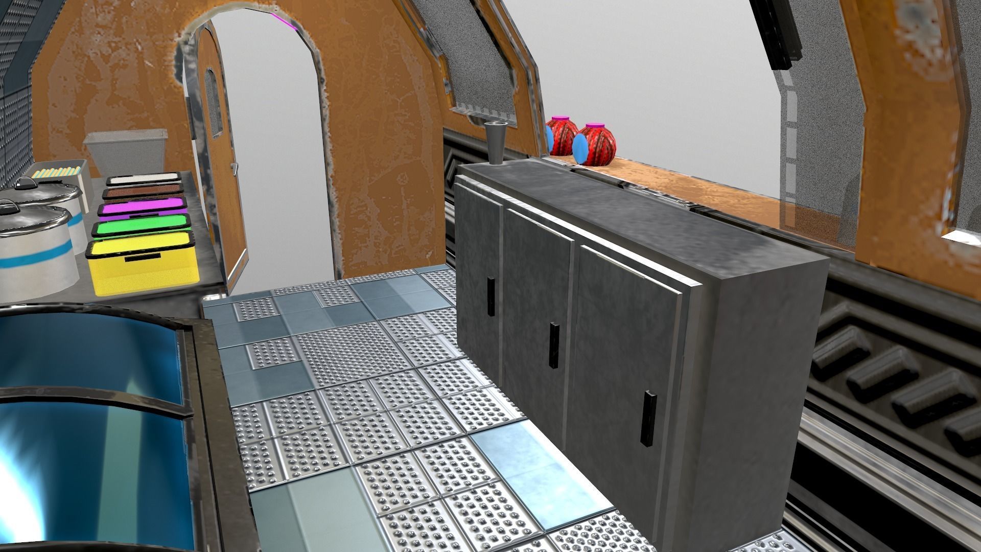  Cyberpunk City - Ice Cream Caravan Low-poly 3D model_10