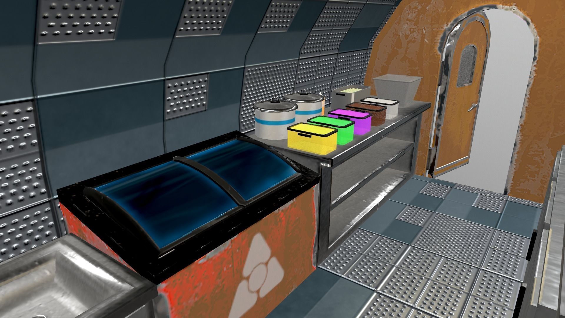  Cyberpunk City - Ice Cream Caravan Low-poly 3D model_9