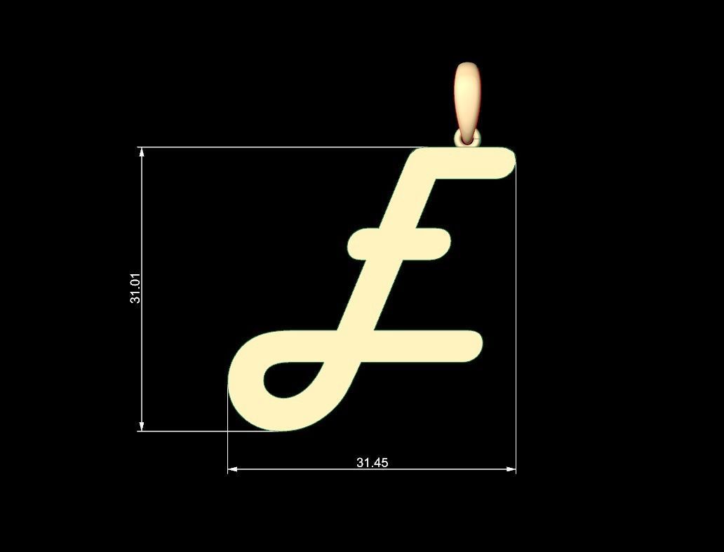 Initial Letters Pendant Harlow E 3D print model_4