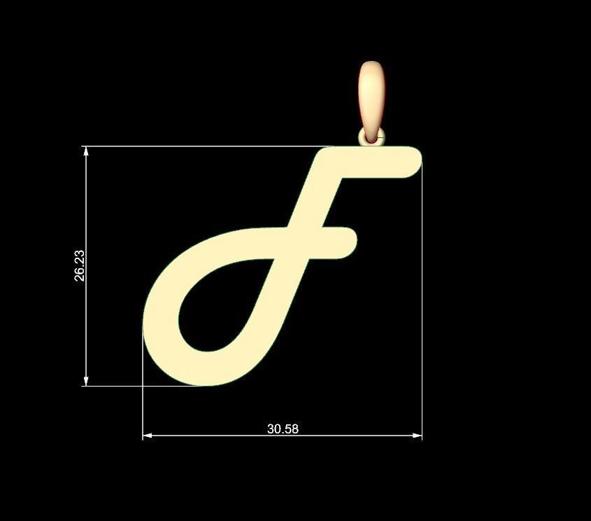 Initial Letters Pendant Harlow F 3D print model_4