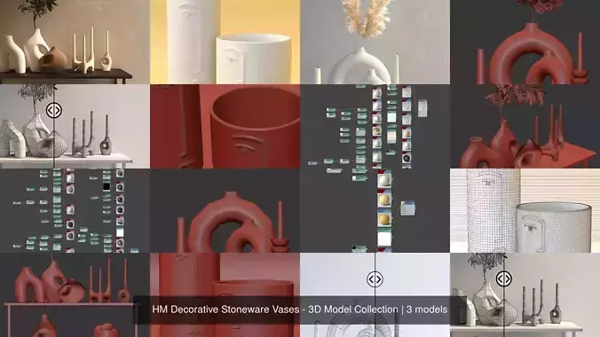 HM Decorative Stoneware Vases - 3D Model Collection